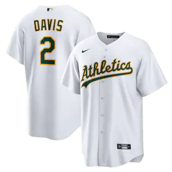 mens nike khris davis white oakland athletics home replica 